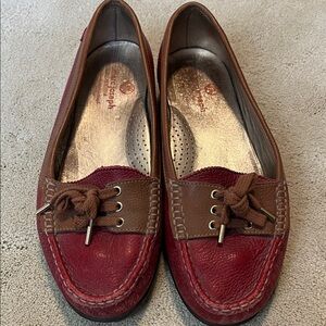 Marc Joseph New York Red and Brown leather Golf Moccasins - size 11